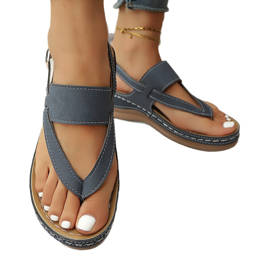 Women's Plus Size Roman Buckle Sandals - Lightweight Non-Slip Flip Flops