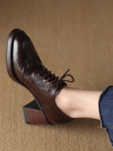 Load image into Gallery viewer, Women's British-Style Round-Toe Chunky Heel Pumps | Cross-Tie Strap Dress Shoes