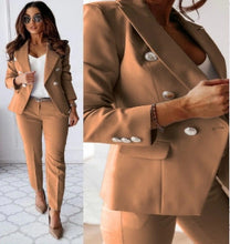 Load image into Gallery viewer, Lapel Button-Down Jacket &amp; Slim-Fit Trousers Suit – 15 Colors XS–XXL