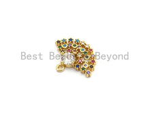 Load image into Gallery viewer, Multi Color CZ Micro Pave Fan Shape Pendant, Fan Shaped Pave Charm, Gold plated, Earring Bracelet Findings, 16x20mm, Sku#B111
