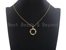 Load image into Gallery viewer, CZ Colorful Micro Pave Hollow out Round with Baguette CZ Pendant, Ring Shaped Pave Pendant, Gold plated, 24x27mm, Sku#F953