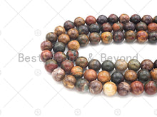 Load image into Gallery viewer, Quality Genuine NEW Red Brown Picasso Jasper Smooth Round Beads, 6mm/8mm/10mm/12mm Picasso Jasper Beads, 15.5'' Full Strand, SKU#U1162