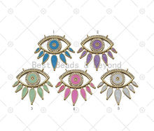 Load image into Gallery viewer, CZ Micro Pave Colorful Enamel Evil Eye Shape Pendant,18K Gold Filled Evil Eye Charm, Necklace Bracelet Charm Pendant, Sku#L641