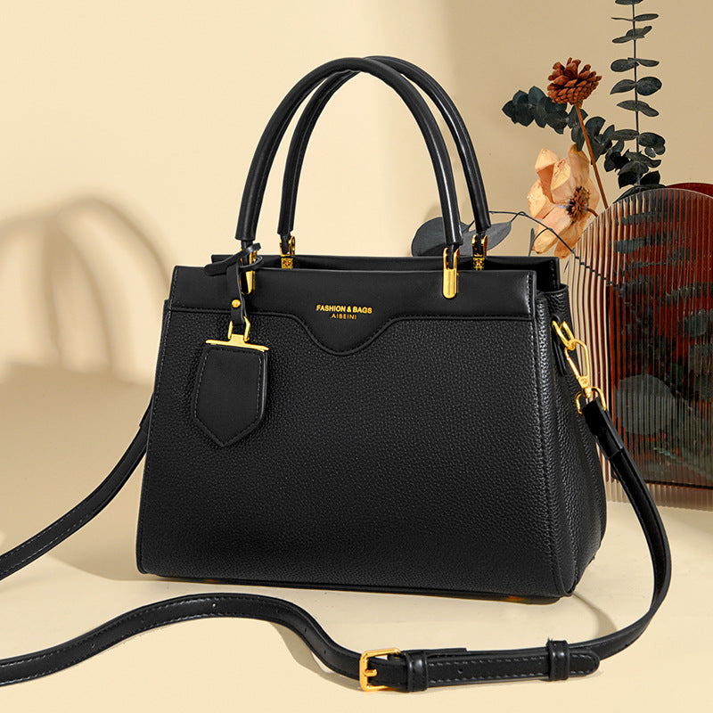 Elegant Patchwork PU Leather Shoulder Tote Bag - Large Capacity Women's Handbag with Phone Pocket