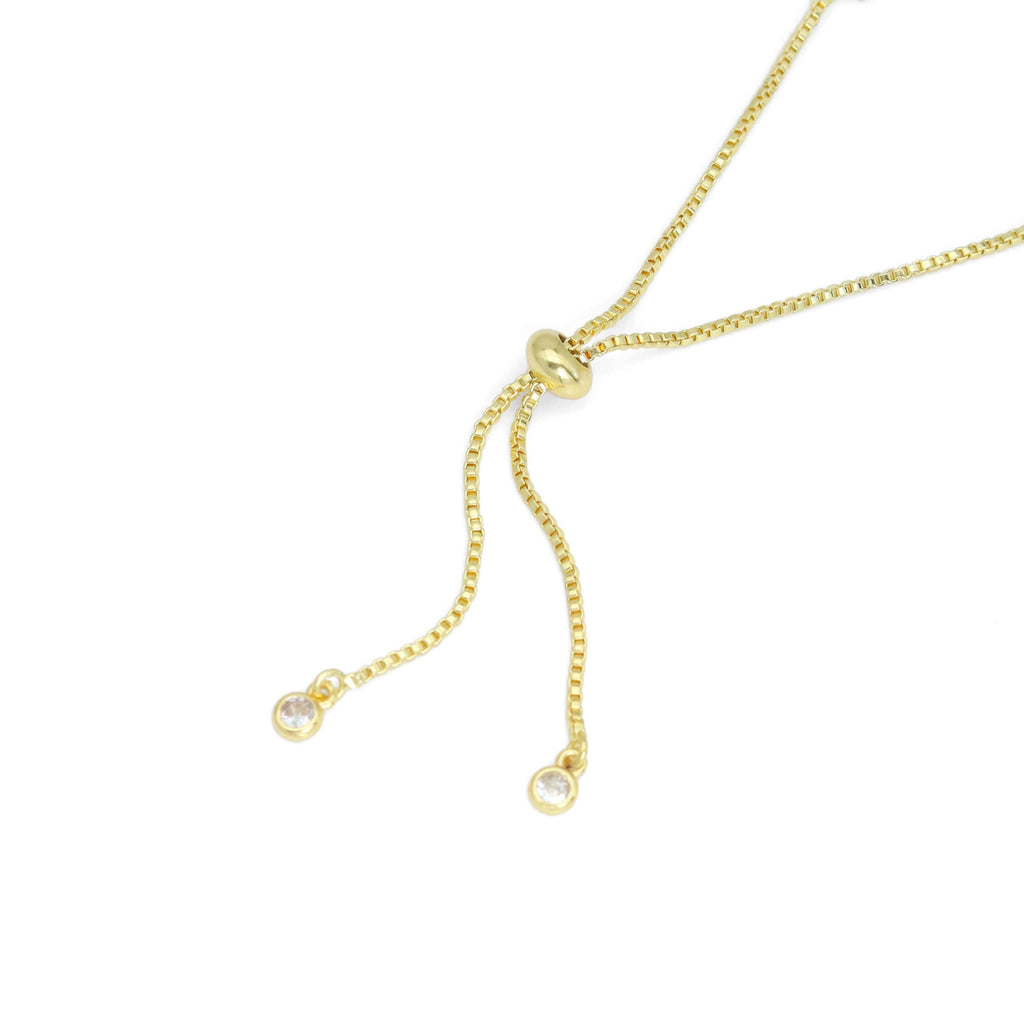 Baguette CZ Heart Sliding Adjustable Bracelet, Sku#A385