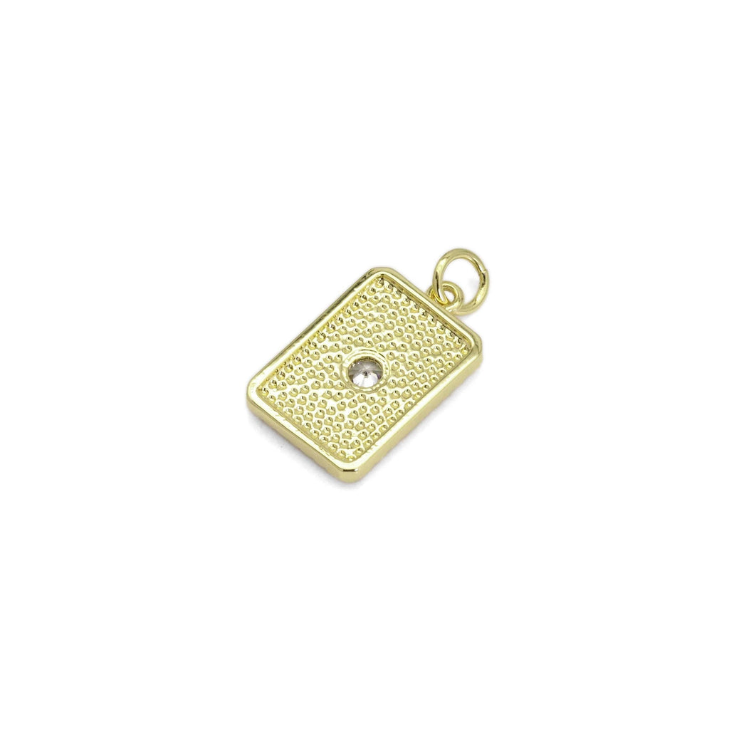 CZ Center Radical Light Rectangle Dog tag Charm, Sku#LX362