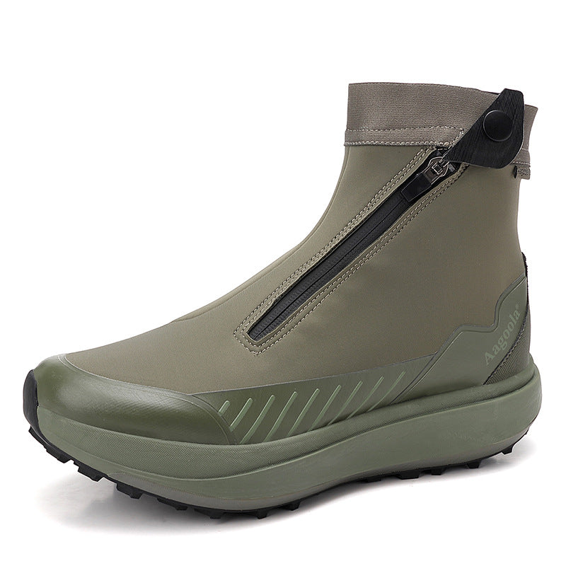 Men's High-Top Hiking Boots - Waterproof Non-Slip Mountaineering Boots with Shock Absorption