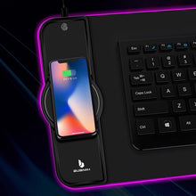 Load image into Gallery viewer, RGB Gaming Mouse Pad with 15W Wireless Charging, Extended Desk Mat 31.5 x 11.8 Inch, LED Mouse Pad with 10 Lighting Modes, Non-Slip Base for Keyboard, Mouse