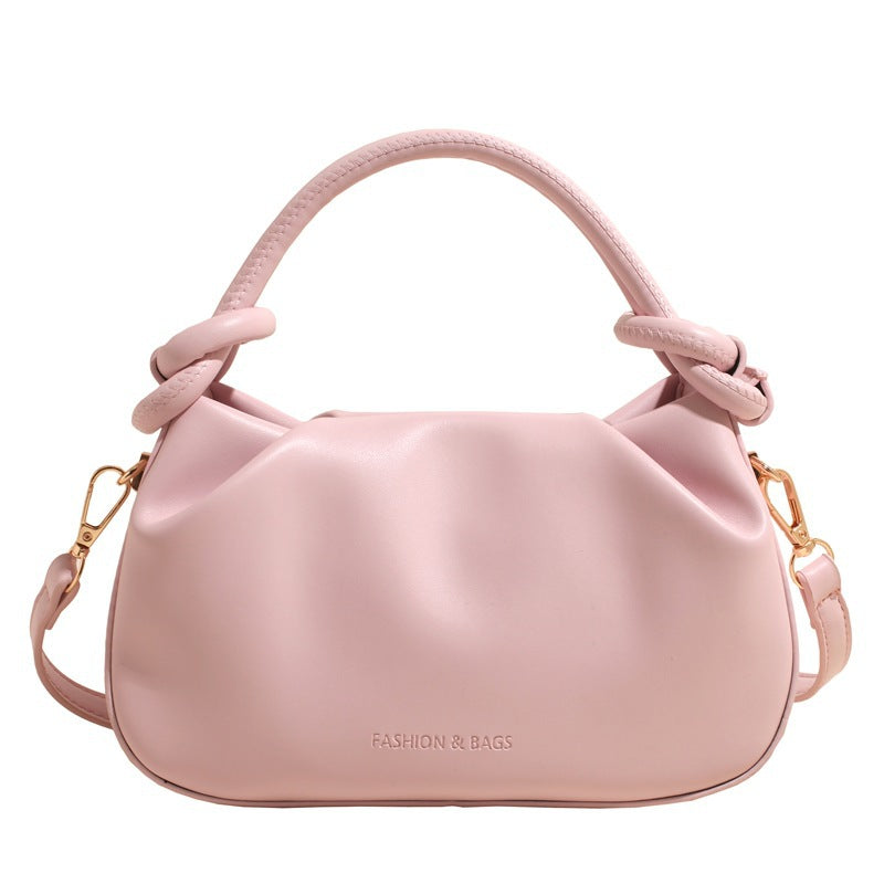 Women's Cloud Pleated Crossbody Bag - Minimalist PU Leather Shoulder Bag with Adjustable Strap