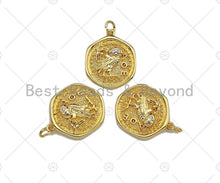 Load image into Gallery viewer, 18k Dainty Gold Cute Bird On Round Coin Shape Charms,  Sku#F1317C