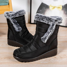 Load image into Gallery viewer, Women's High Top Snow Boots | Faux Rabbit Fur Collar | Chain Detail | Waterproof Warm Winter Boots