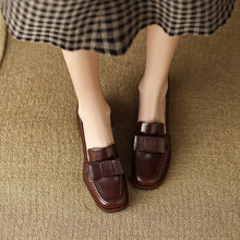 Load image into Gallery viewer, Women's Genuine Cowhide Leather Chunky Heel Commuter Shoes | Square Toe Block Heel Pumps