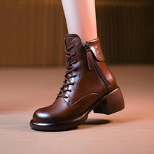 Load image into Gallery viewer, Women's Vintage Chunky Heel Ankle Boots | Microfiber Leather Side Zipper Low-Top