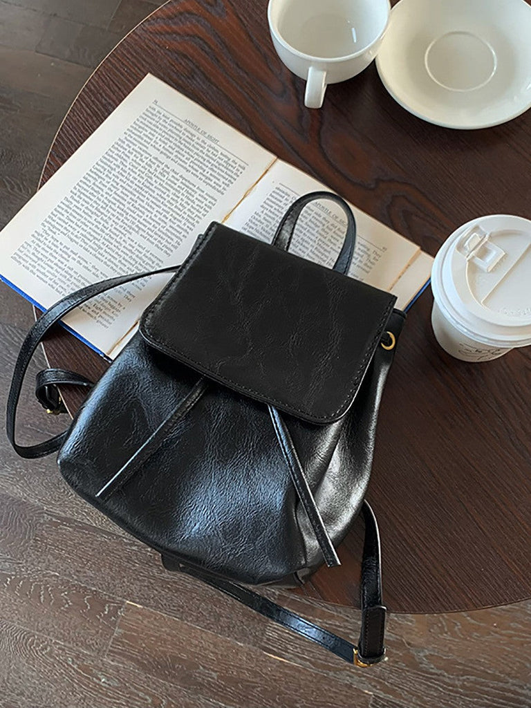 Vintage PU Leather Textured Shoulder Bag – Soft Crossbody Handbag for Women