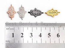 Load image into Gallery viewer, CZ Clear Micro Pave Hamsa Hand Connector, CZ Pave Jewelry Charm Findings, Bracelet Charm link findings, Gold/Rose gold 11x18mm,sku#A55