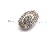 Load image into Gallery viewer, CZ Micro Pave Large Hole Drum Barrel Spacer Beads for Bracelet/Necklace, Cubic Zirconia Big Hole Spacer Beads, 10x12mm, sku#X106
