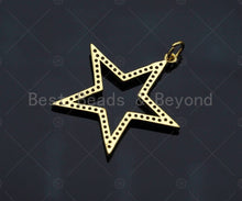 Load image into Gallery viewer, Gold Five Point Star Shape Pendant,  Frame Star Charm, Pave Star Pendant, Gold plated, 27mm, Sku#LK81