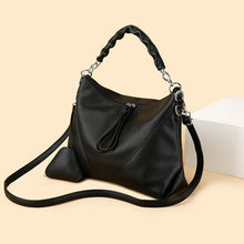 Load image into Gallery viewer, Women's Genuine Leather Chain Shoulder Crossbody Bag with Triangle Pouch