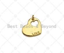 Load image into Gallery viewer, 18K Dianty Gold Hollow Out Heart On Heart Shape with Love Word Pendant,Necklace Bracelet Charm Pendant, 13x15mm, Sku#JL29
