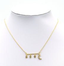 Load image into Gallery viewer, CZ Crescent Moon Star Connector Charm, Sku#L665