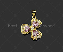 Load image into Gallery viewer, Gold Filled Violet CZ Micro Pave Clover Shape Pendant,18K Gold Filled Clover Charm, Necklace Bracelet Charm Pendant,17x21mm,Sku#LK364