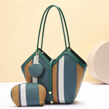 Load image into Gallery viewer, Women's PU Leather Tote Bag - High Capacity Shoulder Handbag with Color Block Design