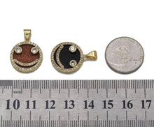 Load image into Gallery viewer, Gold CZ Smiley Face on Round Gemstone Charm, Sku#LX84