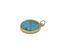 Load image into Gallery viewer, Gold CZ Clover Flower On Turquoise Stone Charm, Sku#L705