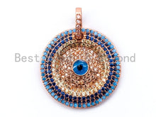 Load image into Gallery viewer, CZ Turquoise Cobalt Micro Pave Round Pendant, sku#L50