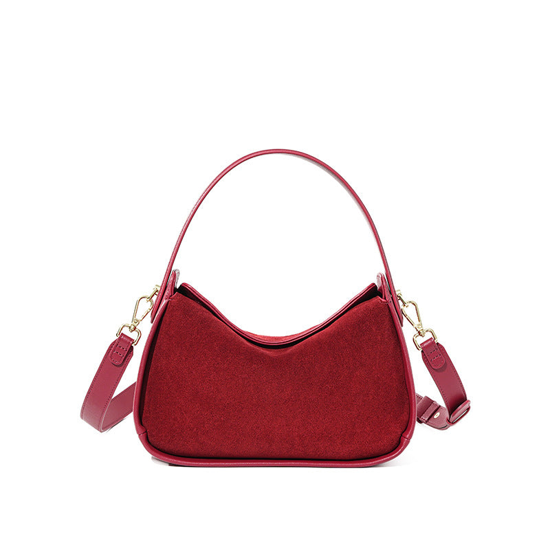 Women's Genuine Suede Leather Crossbody Bag – Vintage Style Shoulder Handbag