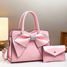 Load image into Gallery viewer, Fashionable Crocodile-Print Bow Bucket Bag Patent Leather Glossy Crossbody Bag