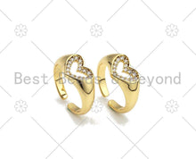 Load image into Gallery viewer, CZ Heart Shape Adjustable Ring, Sku#X256