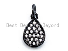 Load image into Gallery viewer, CZ Micro Pave Teardrop Pendant/Charm, Clear Cubic Zirconia Drop Dangle Pave Charm, 8x12mm, sku# F342C