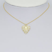 Load image into Gallery viewer, Clear CZ Gold Heart Leaf Shape Charm Pendant, Sku#LX745