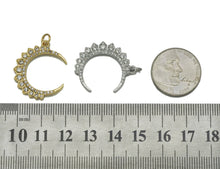 Load image into Gallery viewer, Gold Silver CZ Cresent Moon Charm, Sku#B209