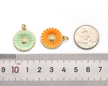 Load image into Gallery viewer, Colorful Enamel CZ Gold Daisy Flower Charm, Sku#F1514C