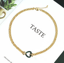 Load image into Gallery viewer, Gold Cuban Chain Heart Necklace, sku#CL18