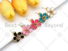 Load image into Gallery viewer, CZ Colorful Lilac Flower Enamel Earrings, Sku#J323