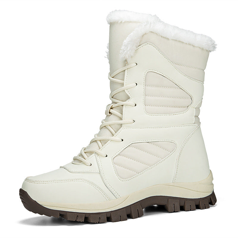 Women's Winter Snow Boots – High-Top Fleece-Lined Waterproof Lace-Up