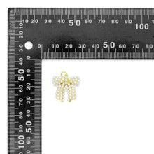Load image into Gallery viewer, White Pearl Gold Bow Shape Charm Pendant, Sku#A457