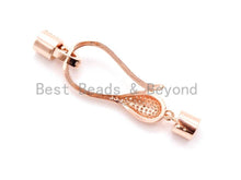 Load image into Gallery viewer, CZ Micro Pave S Lobster Hook Clasp Connector for Knotting and Threading 48x14mm, Cubic Zirconia Clasp, Clasp/Connector/Pendant,sku#H51