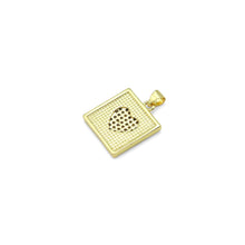 Load image into Gallery viewer, Gold Clear CZ Heart On Square Mother of Pearl Charm Pendant, Sku#LK990