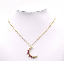 Load image into Gallery viewer, Black Fuchsia Cobalt  CZ Cresent Moon Charm, Sku#L688