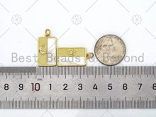 Load image into Gallery viewer, Gold Star Moon Sun with Mother of Pearl On Rectangle Shape Pendant,18K Gold Filled MOP Charm,Necklace Bracelet Pendant,13x22mm,Sku#LK396