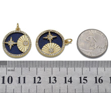 Load image into Gallery viewer, Gold North Star Moon on Lapis Charm, Sku#L706