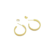 Load image into Gallery viewer, Diamond CZ Gold Silver Hoop Earrings, Sku#A192