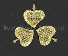 Load image into Gallery viewer, Gold Filled CZ Micro Pave Heart On Heart Shape Pendant, 18K Gold Filled Heart Charm, Necklace Bracelet Charm Pendant,20x23mm,Sku#LK335