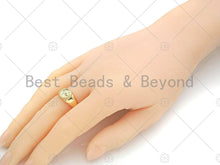 Load image into Gallery viewer, Gold Evil Eye Signet Adjustable Ring, Sku#X183