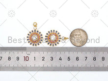 Load image into Gallery viewer, Colorful CZ Micro Pave Sunflower with Big CZ Heart Shape Pendan,18K Gold Filled Flower Charm, Necklace Bracelet Charm, 26x19mm, Sku#LK434