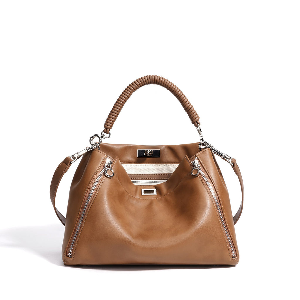 Women's Genuine Leather Cylindrical Crossbody Bag – Casual Everyday Shoulder Bag